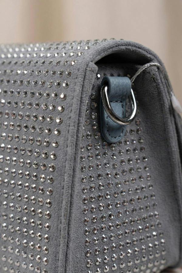 Pearl Diamante Flap Crossbody Bag - Sky Blue