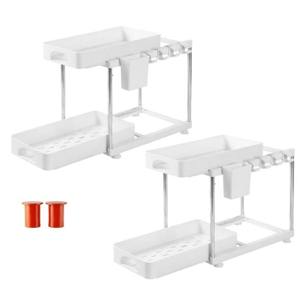 Toque Under Sink Organiser Two Slide-Out Drawers Kitchen Storage 2pcs White