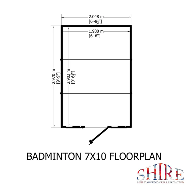 Shire Badminton 7x10 12mm interlock Clad wooden Summerhouse