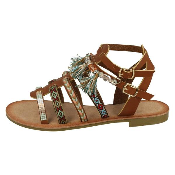 Savannah Ladies Savannah Flat Strappy Beaded Sandals