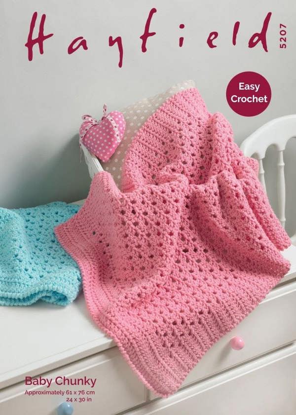 Hayfield Baby Chunky Crochet Pattern 5207, Blankets for Baby, One Size