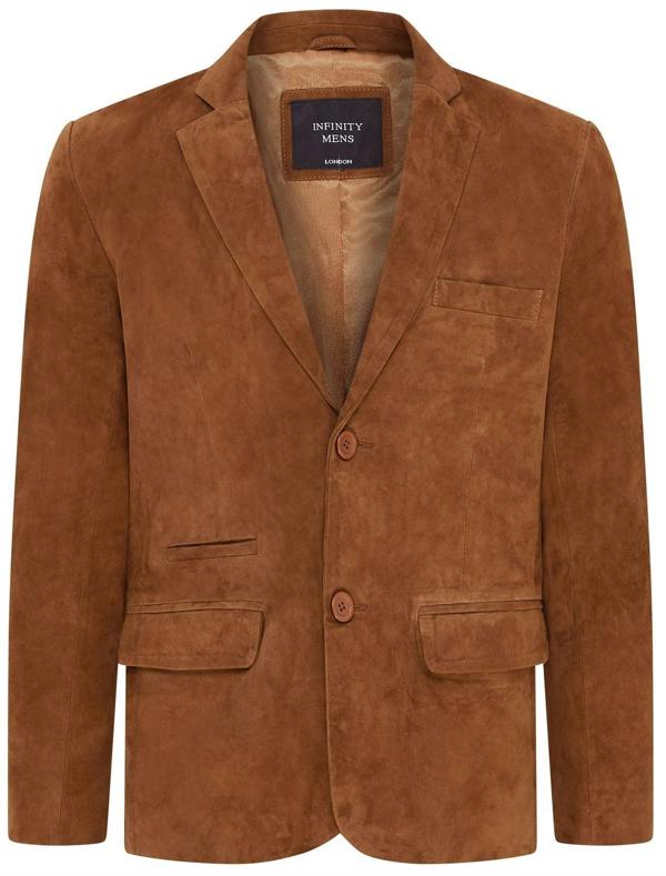 Infinity Leather Mens Slim Goat Suede Italian Blazer Jacket-Somero