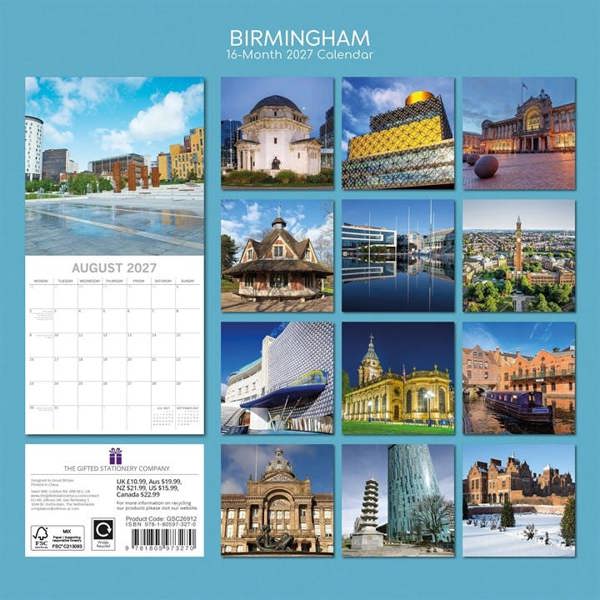 Birmingham Calendar 2027, Wall Calendars, Month To View, Travel, Gift