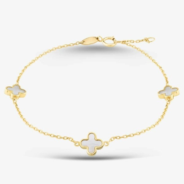 T. H. Baker 9ct Yellow Gold Mother Of Pearl Petal Bracelet 1.29.1602