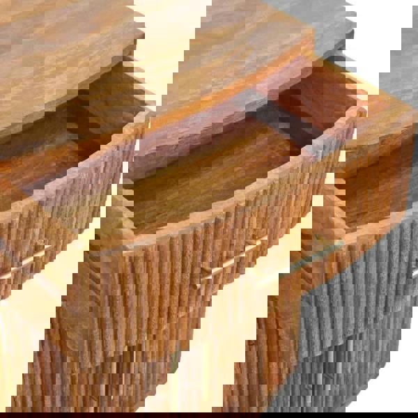 Artisan Furniture Solid Wood Curved Ribbed Bedside with Drawer