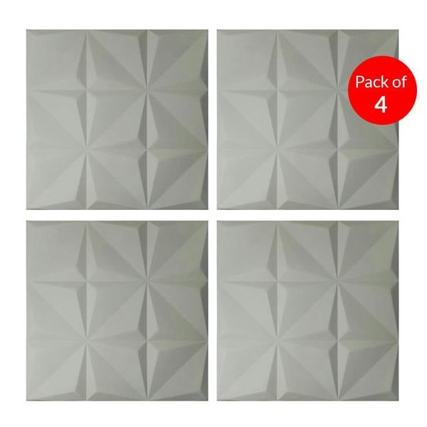 ENER-J Artistic 3D Geometric Relief PU Leather Wall Panels - 60x60cm, 20mm Thickness Size: 600 x 600 mm (Pack of 4)