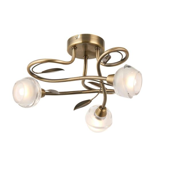 Pagazzi Lighting Maywood 3 Light Semi Flush Ceiling Light Antique Brass