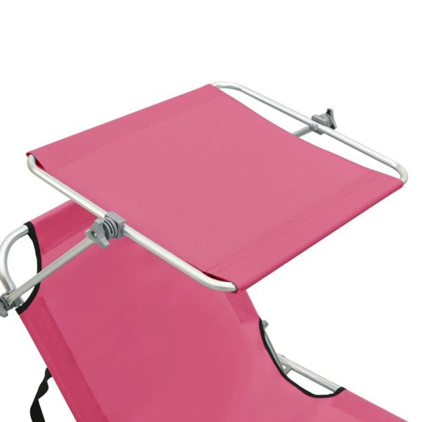 Berkfield Folding Sun Lounger with Canopy Steel Magento Pink