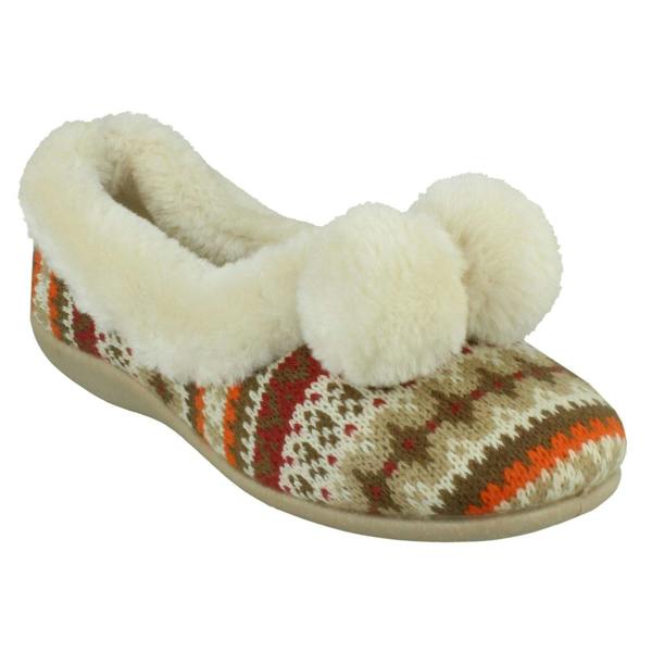 Rose Bank Ladies Rose Bank Memory Foam Aztec Print Pom Pom Slippers Lizzy
