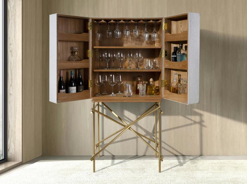 Angel Cerdá Hill Sideboard in Fabric, Walnut and Golden Polished Steel 3272