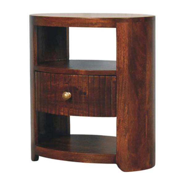 Artisan Furniture Solid Wood Bordeaux Bedside, 1 Drawer & 2 Open Slots, Brown