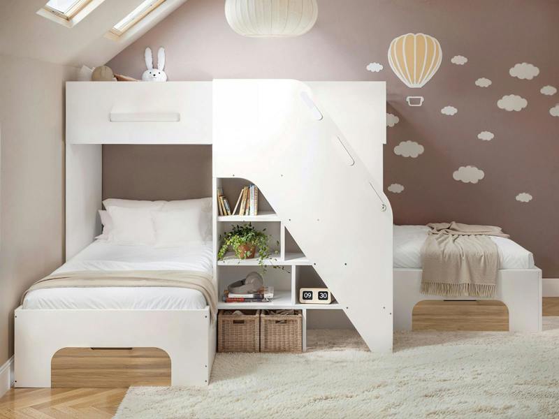 Flair Mason Staircase Triple Sleeper with Storage White
