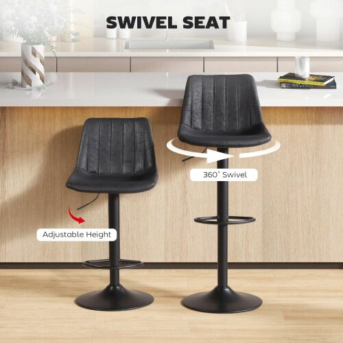 Wyld Haus Nalo Set Of 2 Black Leathaire Upholstered Tub Style Bar Stools