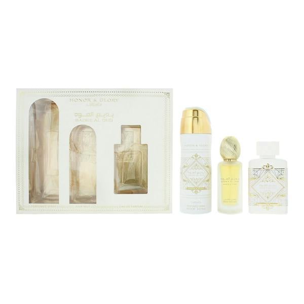 Lattafa Bade'e Al Oud Honor & Glory 3 Piece Gift Set: EDP 100ml - Body Spray 200ml - Hair Mist 50ml