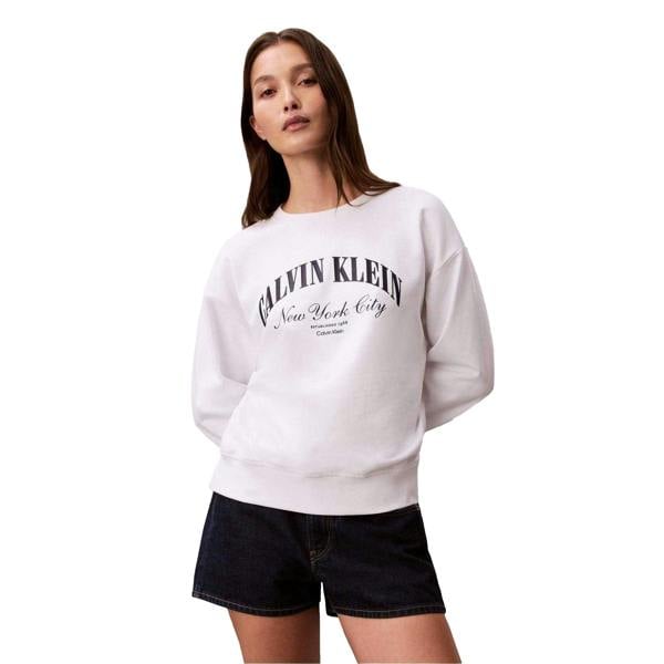 Calvin Klein Womens/Ladies Varsity Logo Sweatshirt - Bright White - 