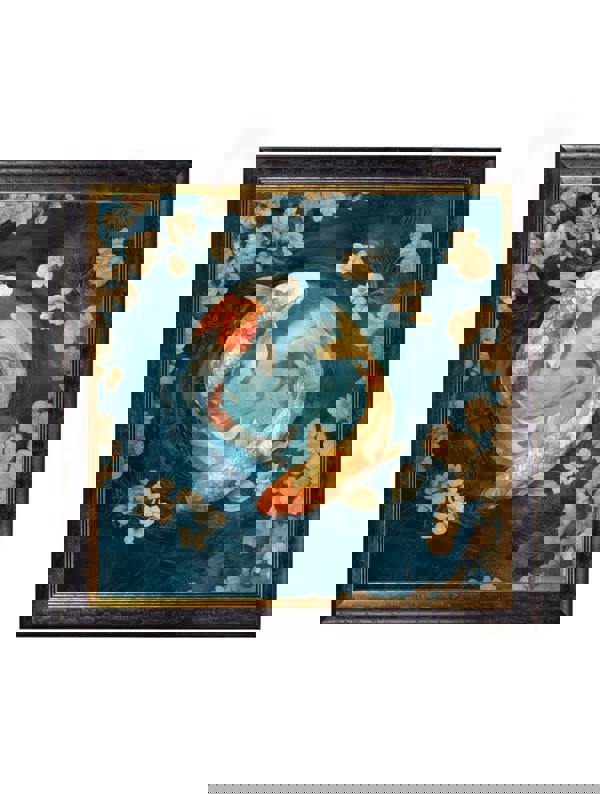 Exceptional Art Japanese Koi Carps Dawn -  Oxford Square Frame