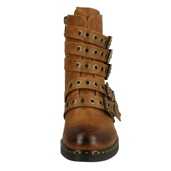 Spot On Ladies Spot On Biker Boots With Buckle Detail F4410