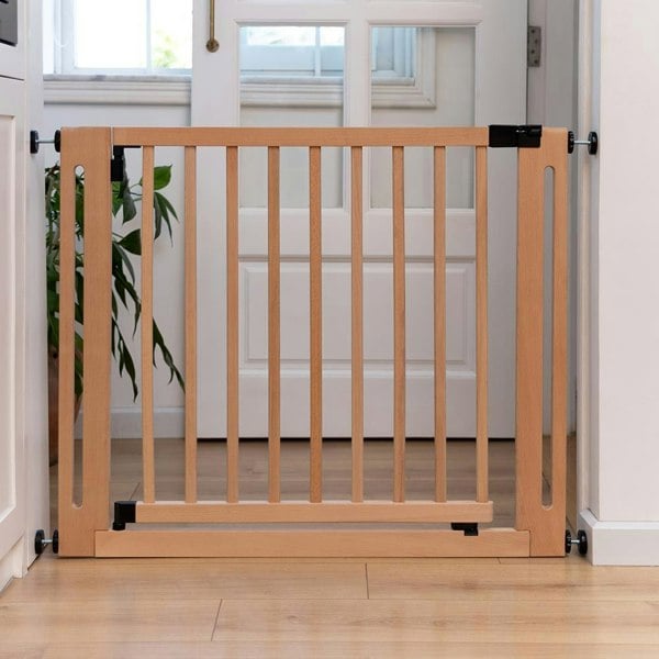 Safetots Wooden Elegance Gate, Natural, 87cm - 95cm, Pressure Fit Safety Gate, 65cm Extra Wide Doorway, Easy Installation