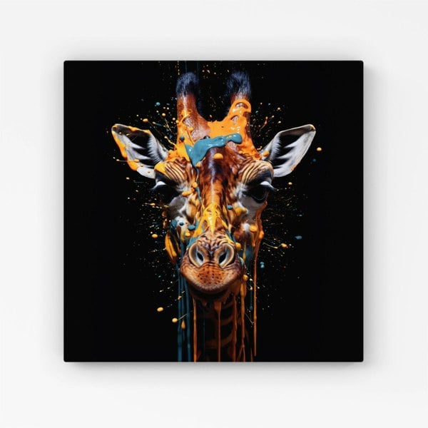 Warren Reed Giraffe Face Splash Art Canvas