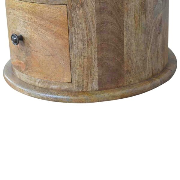 Wyld Haus Amalfi 3 Drawer Wooden Drum Bedside Table