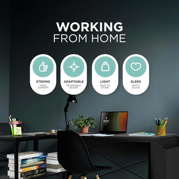 DMD Collective DeskMate L-Shaped Desk – Reversible Corner Desk with Storage Shelves