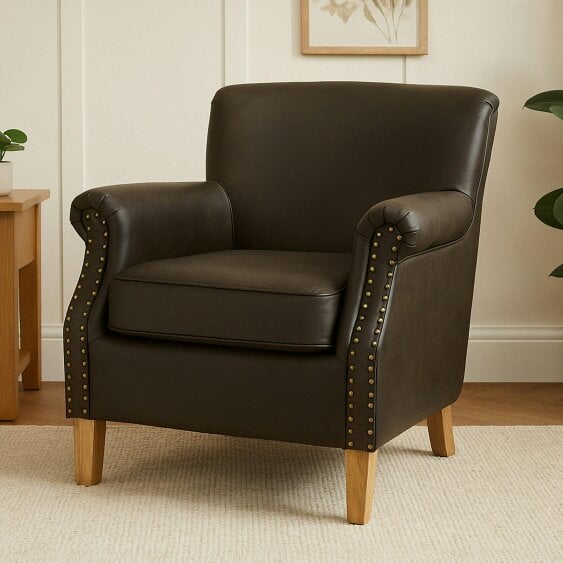 Interiors by Premier Trinity Brown Leather Effect Armchair
