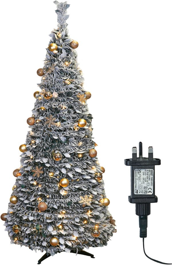 Xmas Haus 2.1m Pre-Lit 200Warm White Led Pop Up Gold Decor Xmas Tree
