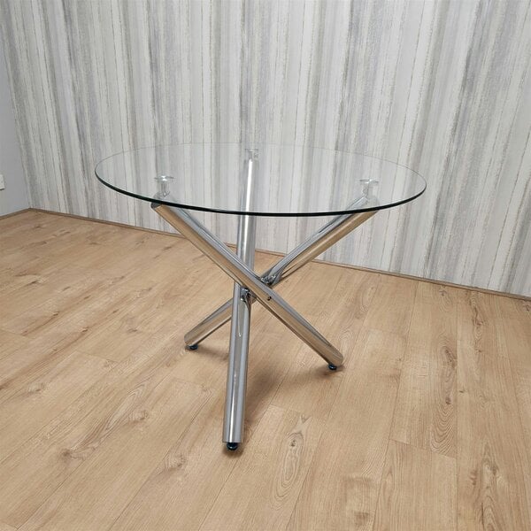 Kosy Koala Dining Table Clear Glass Kitchen Place for 4 Seats, Dining Table Only (Clear H 75 x L 90 x W 90 cm)