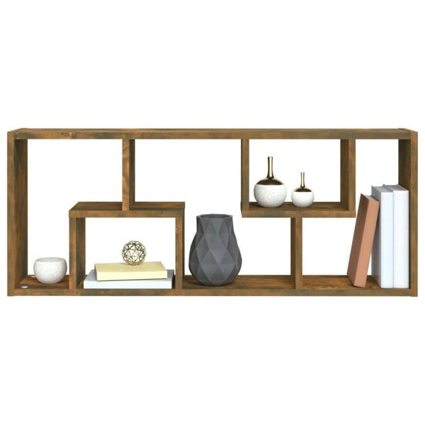 Berkfield Wall Shelf Smoked Oak 36x16x90 cm Engineered Wood