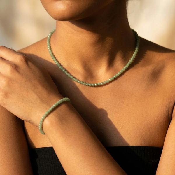 Gold Trip Green Aventurine Beaded Bracelet