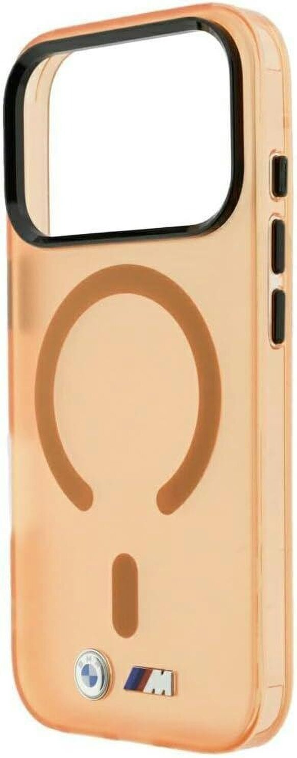 BMW M IML Frosted Metal Logo Trims Case with MagSafe for iPhone 17/18 Pro Max 6.9" Orange - BMHMP18X26HTFMILO
