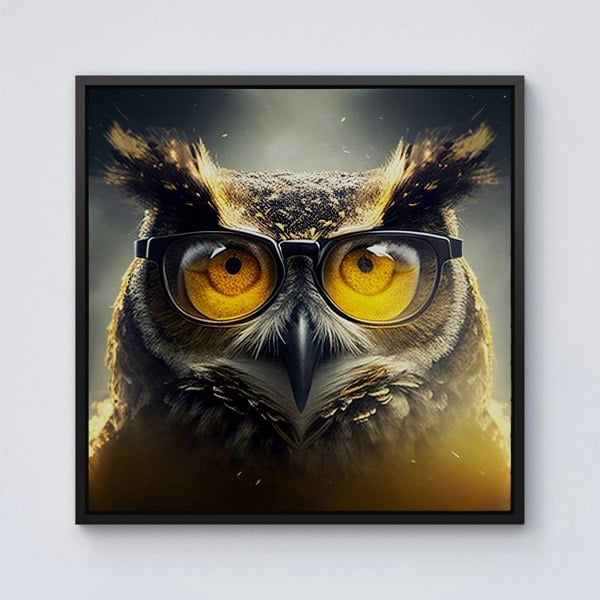 Warren Reed Owl Splash Art Framed Canvas