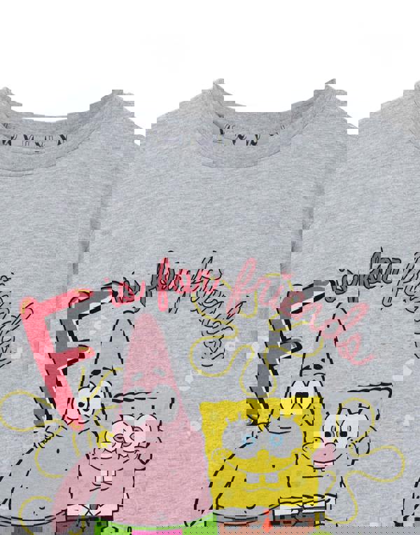 SpongeBob SquarePants Girls Grey F Is For Friends Short Sleeved T-Shirt