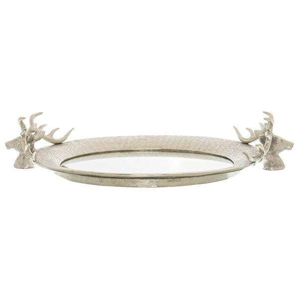 Hill Interiors Stag Head Decorative Tray - Silver - 