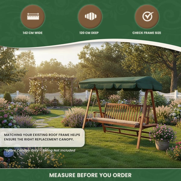 Spare Canopy for 2 Seater Garden Swing Seat or Hammock in Choice of Colours, 180gsm Polyester Shower-Proof Replacement Cover