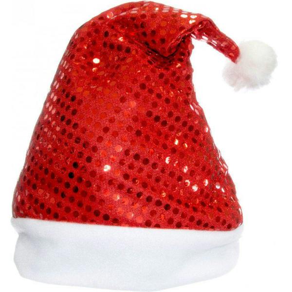 12 Pack Deluxe Red Sequin Santa Hats with White Faux Fur Trim and Bobble for Christmas Parties image 5