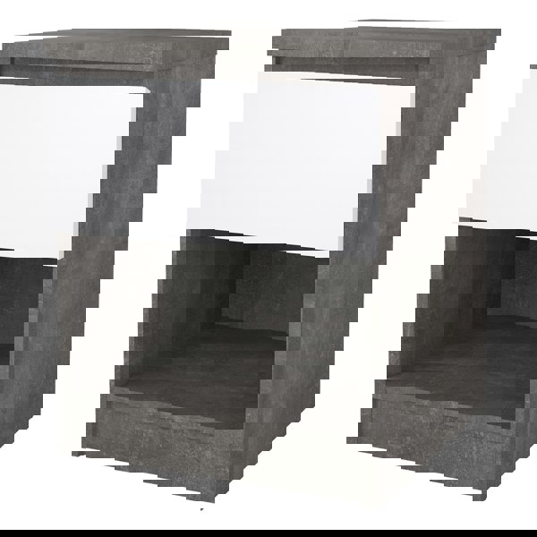 Furniture To Go Naia Bedside 1 Drawer 1 Shelf in Concrete and White High Gloss