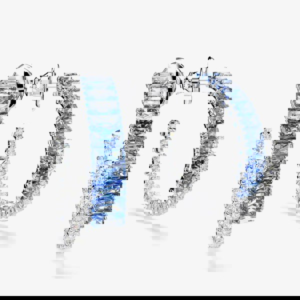 Swarovski Matrix Rhodium Plated Blue & White Zirconia Hoop Earrings 5722459