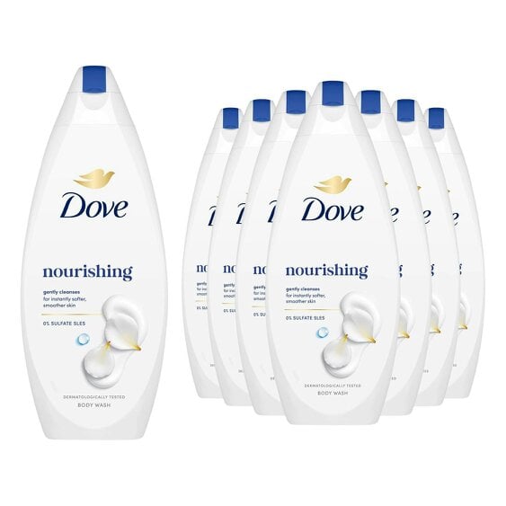 Dove Nourishing Body Wash 8 Pack, 0% Sulfate SLES Shower Gel, 225ml