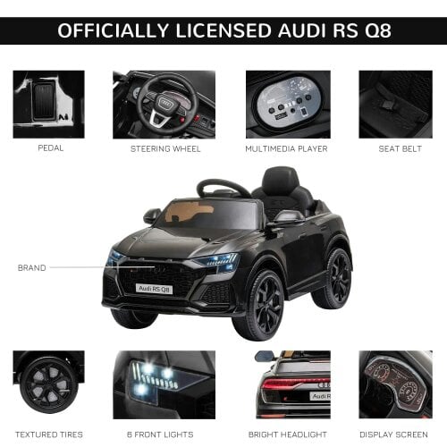Licensed Audi RS Q8 Electric Ride On Car, with Remote Control, Black