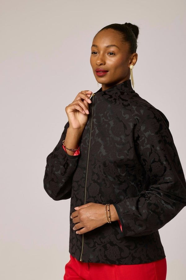 Lioness by TF Midnight Luxe Jacquard Jacket - Black