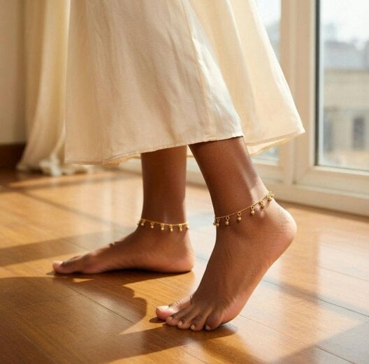 The Colourful Aura Gold Ball Charm Anklet | 18k Gold Plated Brass Indian Style Boho Anklet - 2 Pcs