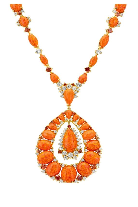 Latelita Paloma Fire Opal Statement Necklace Gold