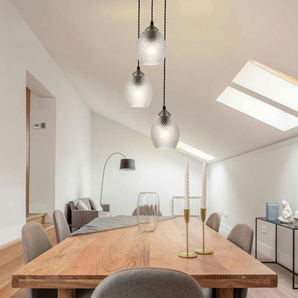 COSYLYTE Lorne 3 Light Faceted Glass Pendant Light