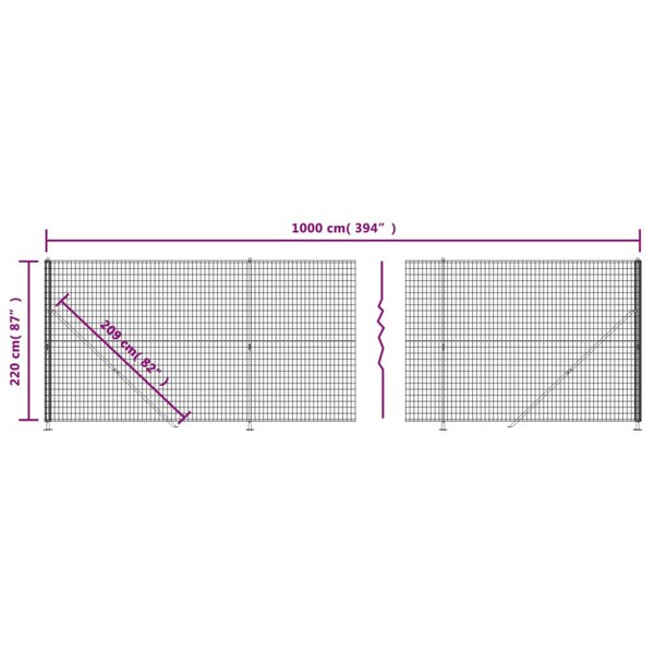 Berkfield Wire Mesh Fence with Flange Green 2.2x10 m