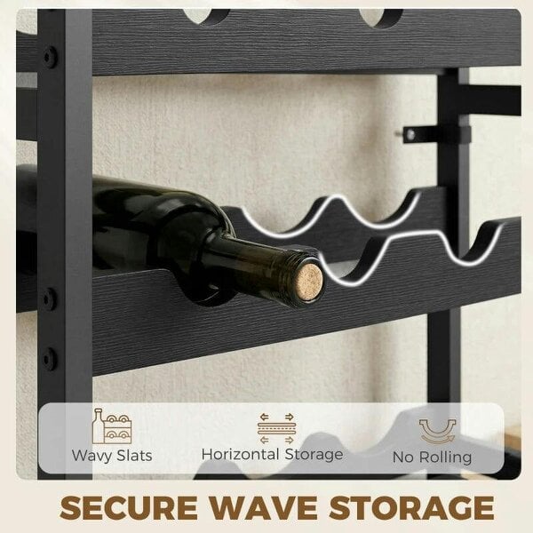 Wine Rack Freestanding Industrial Liquor Cabinet 5-Tier 20 Bottles Bar Stand with Adjustable Feet, Black