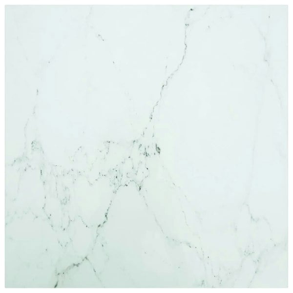 Berkfield Table Top White 80x80 cm 6 mm Tempered Glass with Marble Design