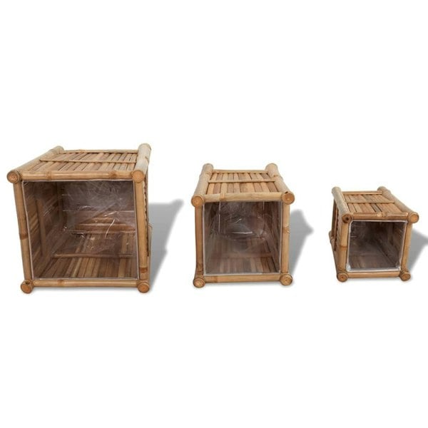 Berkfield 3 pcs Bamboo Raised Bed with Nylon Lining