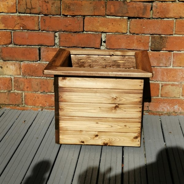 Samuel Alexander Hand Made 46cm x 46cm Chunky Rustic Wooden Garden Large Square Planter