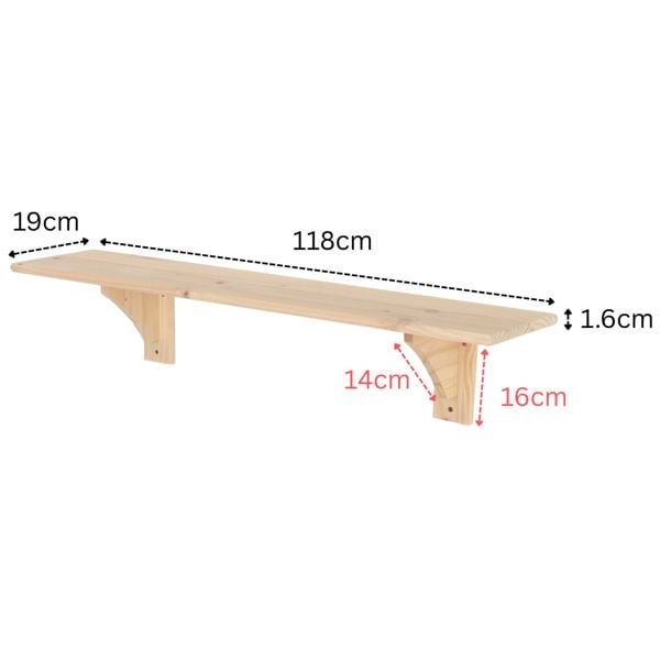 Core Products Complete Shelf Kit, Solid Pine Unfinished Board & 2 Brackets